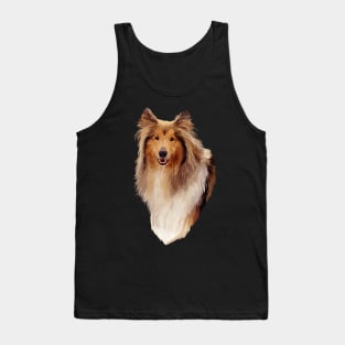 Rough Coated Sable White Collie Dog Portrait Tank Top